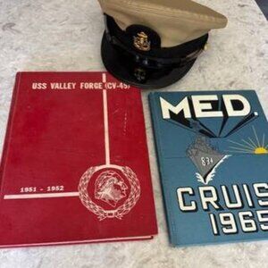 US Navy books and hat